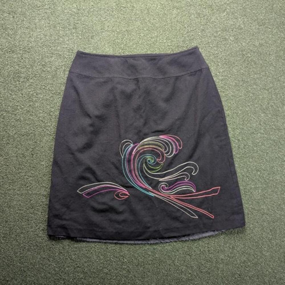 Vintage HARVE BENARD 100% Wool A-Line Skirt Embroidered Black 10